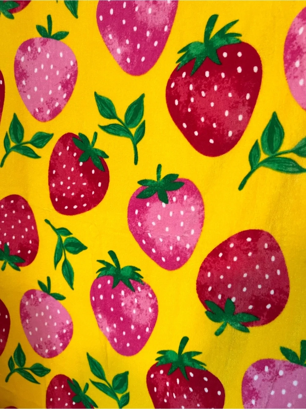 Bright Strawberry Print Beach Towel - easy to find on the beach!!